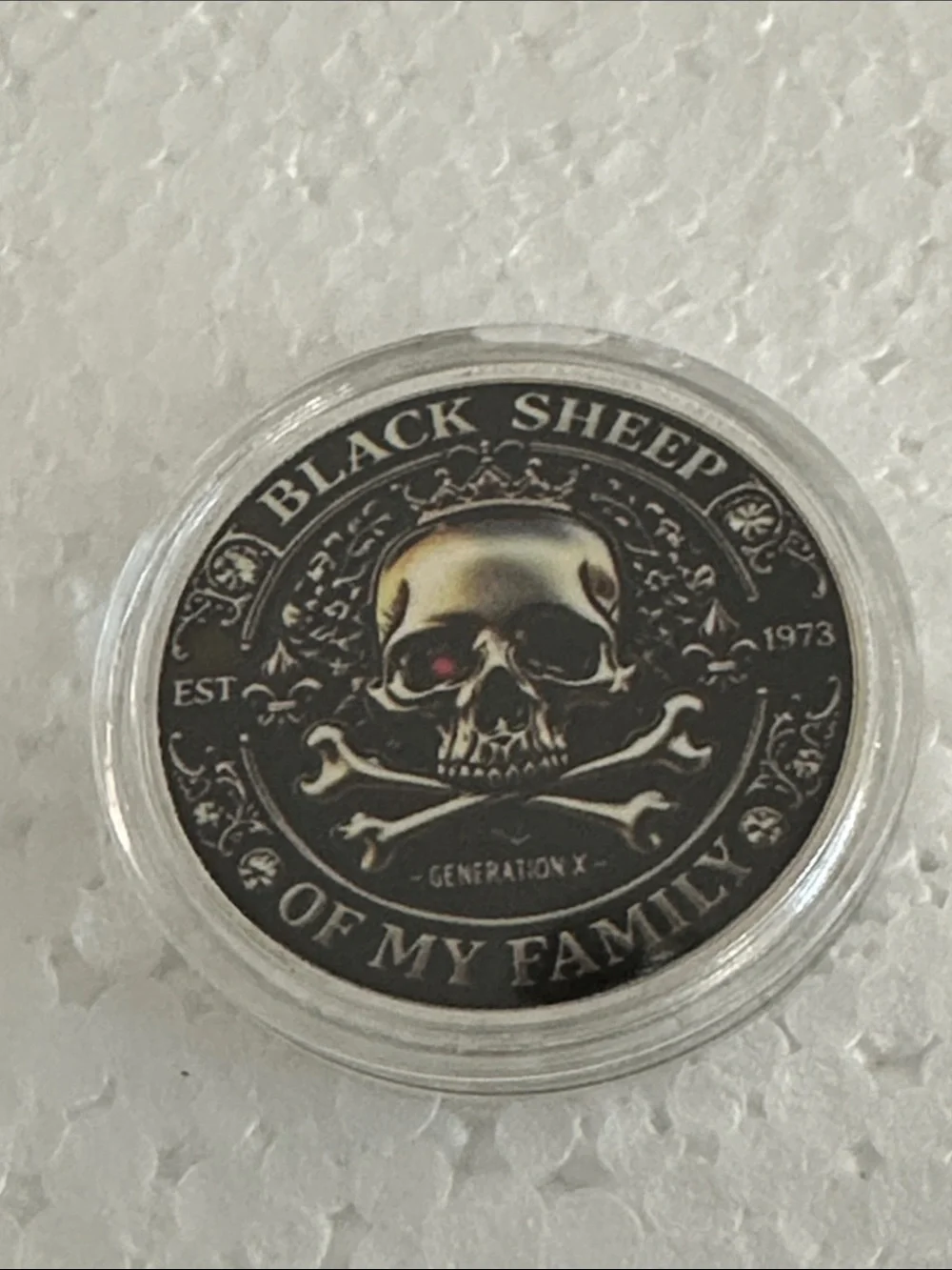 Black Sheep of My Family Skull Coin Décor - Black